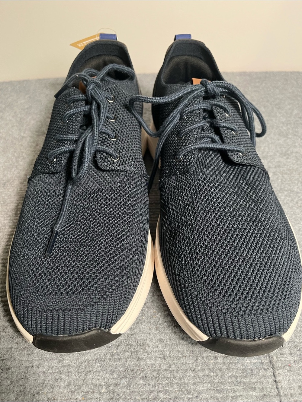 Clarks Navy Knit Lace-Up Sneakers with Cream Sole